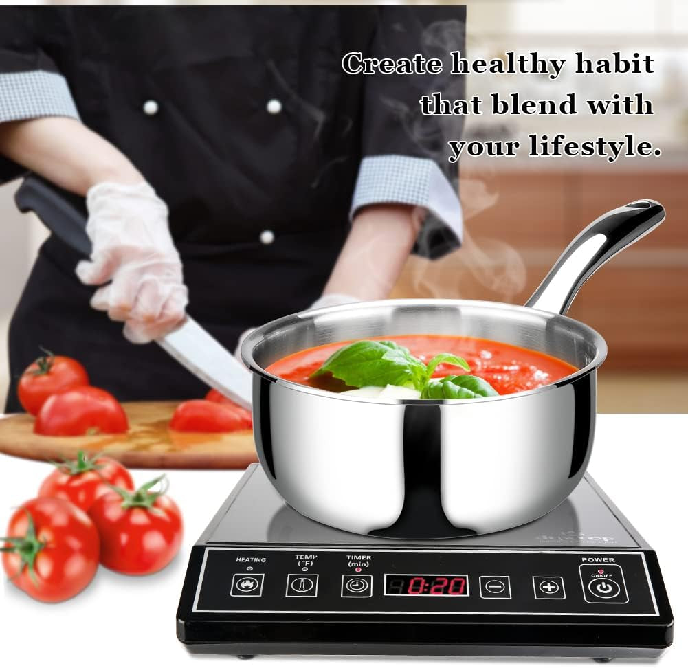 Whole-Clad Tri-Ply Stainless Steel Saucepan with Lid, 3 Quart, Kitchen Induction Cookware