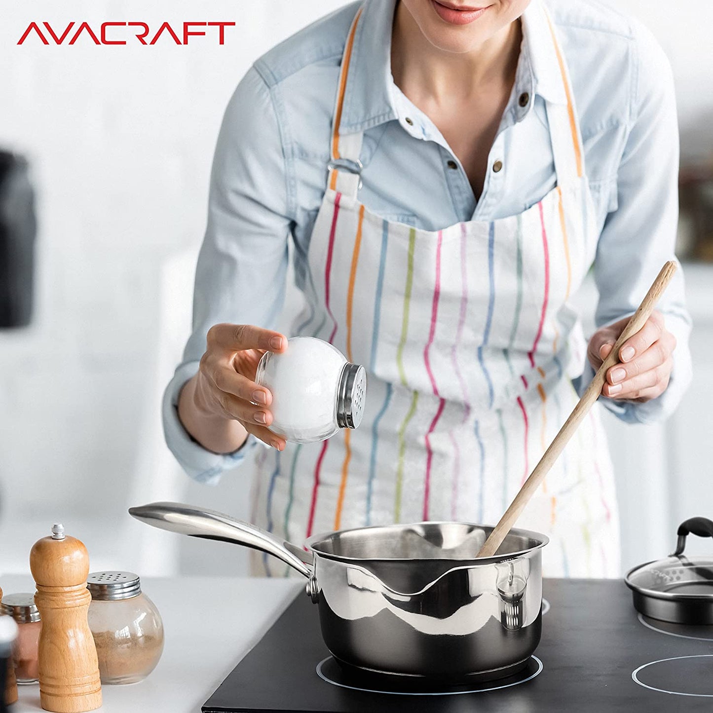 Multipurpose Sauce Pan / Pot, Stainless Steel with Glass Strainer Lid, Two Side Spouts for Easy Pour with Ergonomic Handle (Tri-Ply Capsule Bottom, 1.5 Quart)