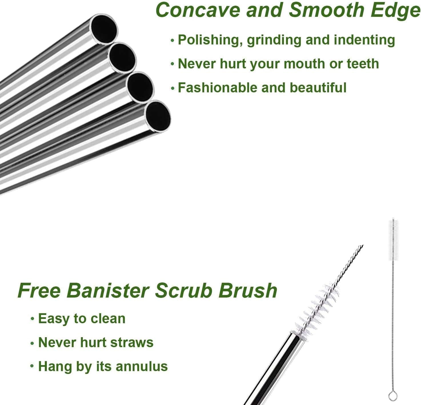 Metal Straws Stainless Steel Straws Drinking Straws Reusable - 10.5" Ultra Long 4 + 1 - W/Cleaning Brush for 20/30 Oz for Yeti RTIC SIC Ozark Trail Tumblers (2 Straight|2 Bent|1 Brush)