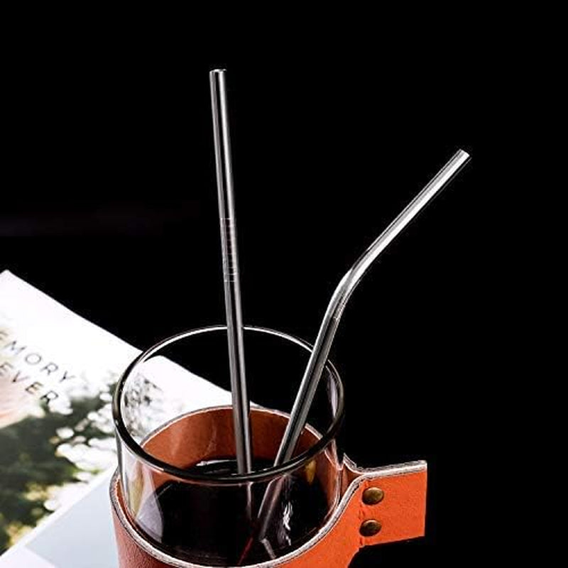 Metal Straws Stainless Steel Straws Drinking Straws Reusable - 10.5" Ultra Long 4 + 1 - W/Cleaning Brush for 20/30 Oz for Yeti RTIC SIC Ozark Trail Tumblers (2 Straight|2 Bent|1 Brush)