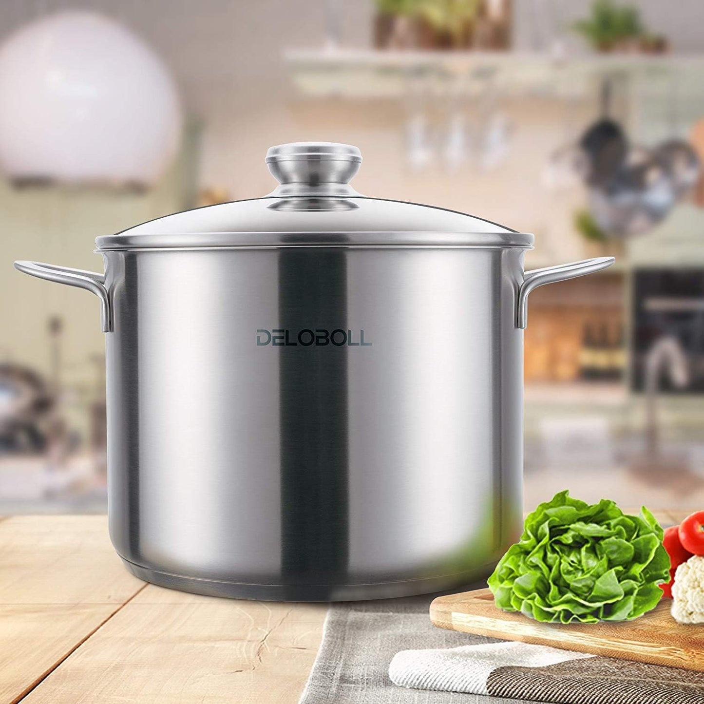 Quart Tri-Ply Covered Stainless Steel Stockpot TOP Standard, Multi-Clad Base Induction Cookware, Dishwasher Safe Soup Pot with Lid + 2 Silicone Oven Mitts, 8.5 Qt, Silver