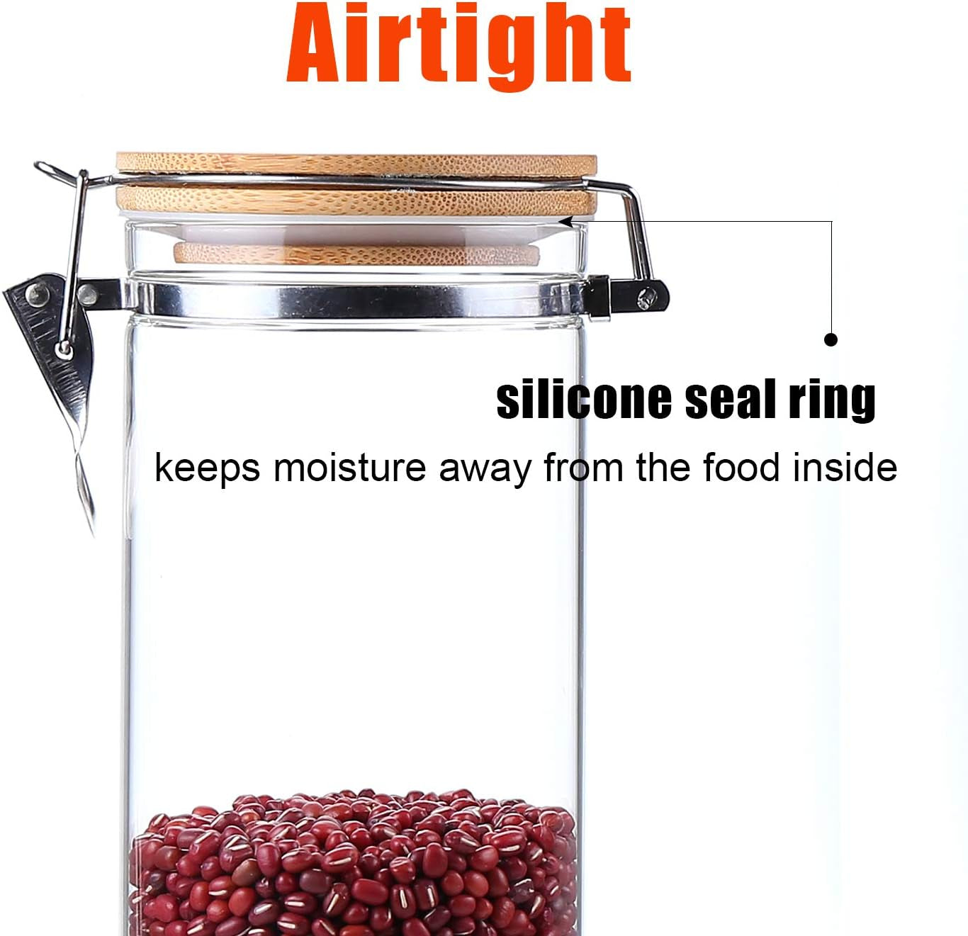 Sealed Glass Spaghetti Storage Containers,Pasta Jars with Airtight Lids,Tall Spaghetti Noodle Holder Containers, Pasta Canisters,Glass Storage Jars with Hinged Lids,68 Floz