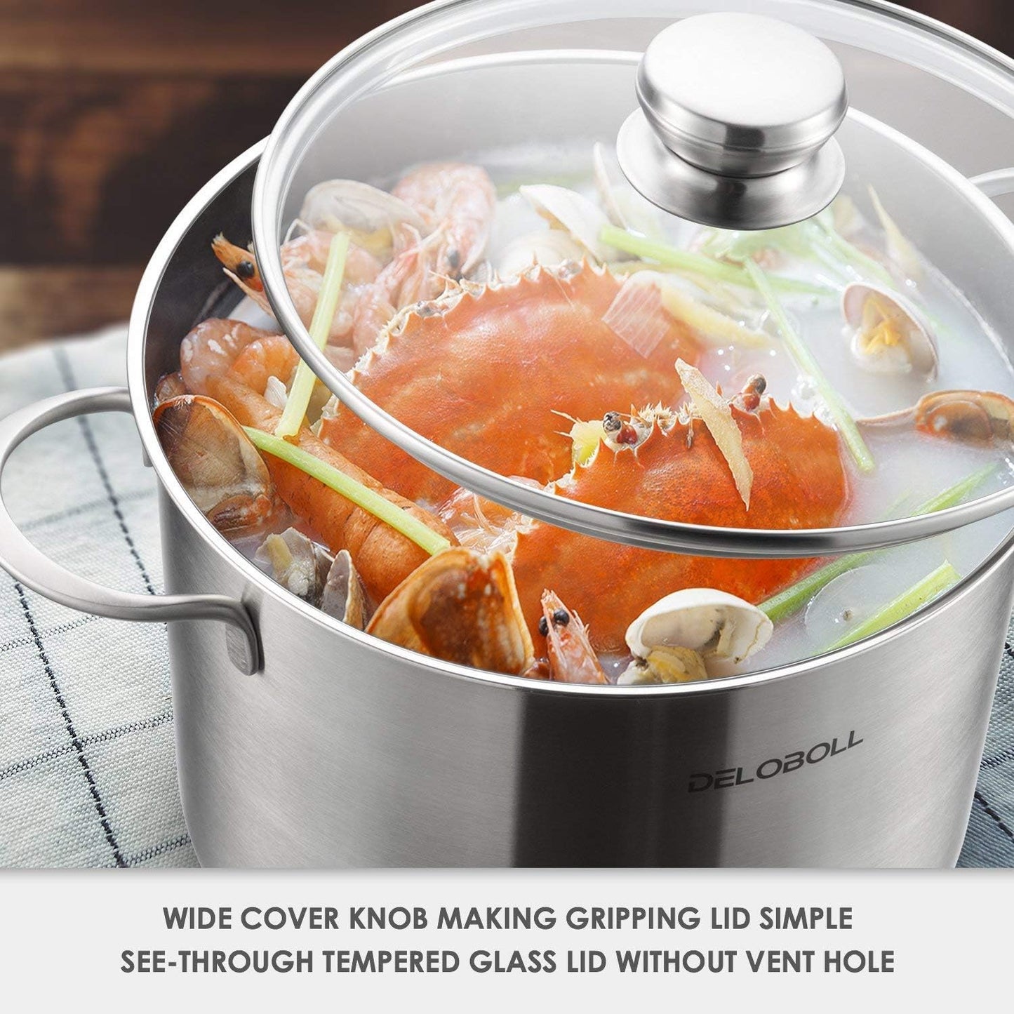 Quart Tri-Ply Covered Stainless Steel Stockpot TOP Standard, Multi-Clad Base Induction Cookware, Dishwasher Safe Soup Pot with Lid + 2 Silicone Oven Mitts, 8.5 Qt, Silver