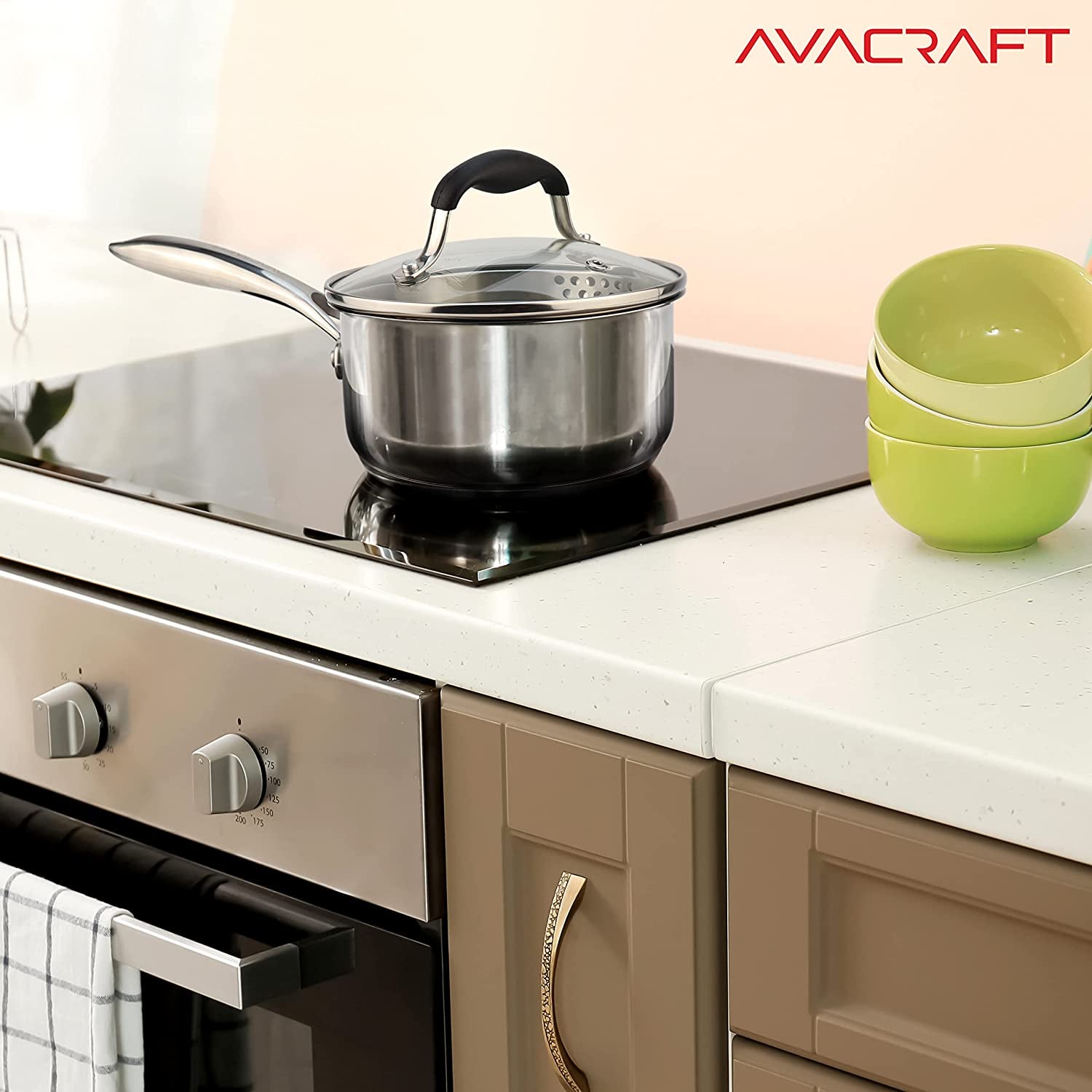 Multipurpose Sauce Pan / Pot, Stainless Steel with Glass Strainer Lid, Two Side Spouts for Easy Pour with Ergonomic Handle (Tri-Ply Capsule Bottom, 1.5 Quart)