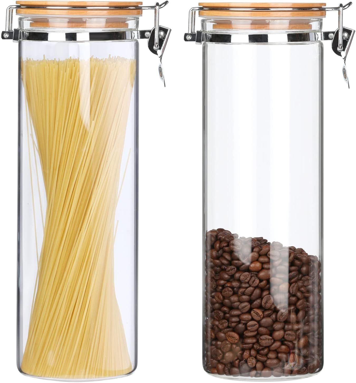 Sealed Glass Spaghetti Storage Containers,Pasta Jars with Airtight Lids,Tall Spaghetti Noodle Holder Containers, Pasta Canisters,Glass Storage Jars with Hinged Lids,68 Floz